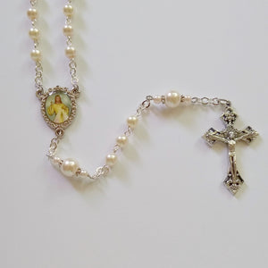 Champagne Pearl Divine Mercy Handmade Traditional Catholic Rosary