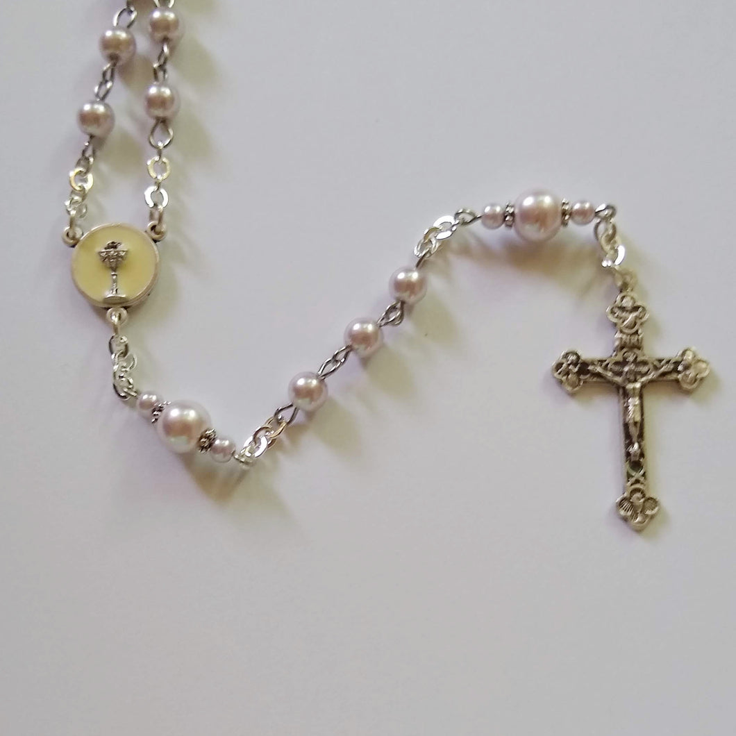 Lavender Pearl Chalice Handmade Traditional Catholic Rosary