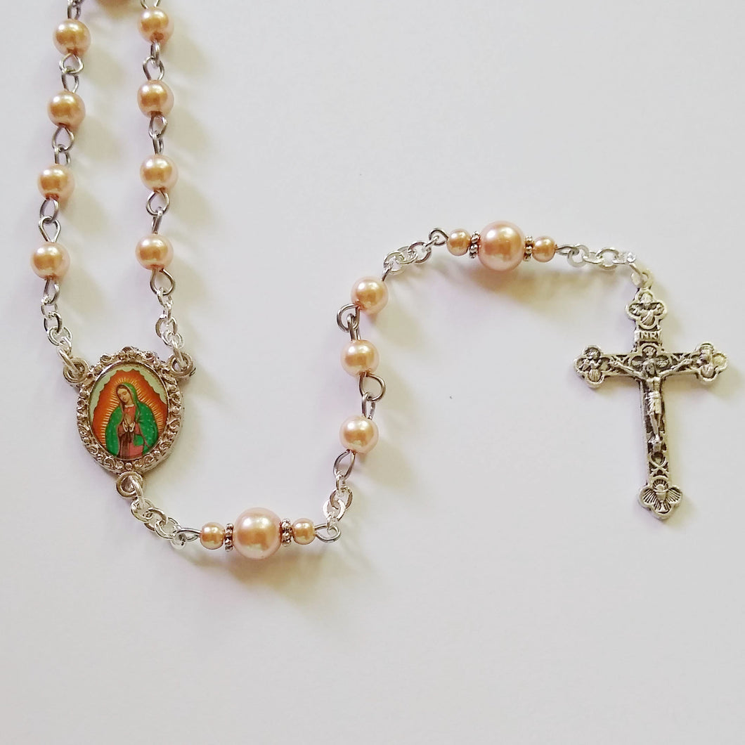 Peach Our Lady of Guadalupe Handmade Traditional Catholic Rosary