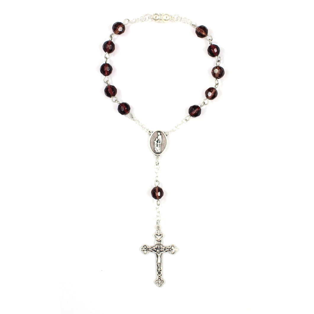 Purple Faceted Holy Spirit/Holy Family Auto Rosary