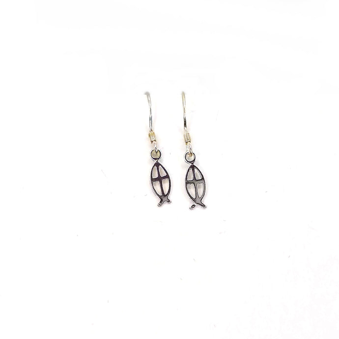 Cross Earrings - Sterling Silver Fish