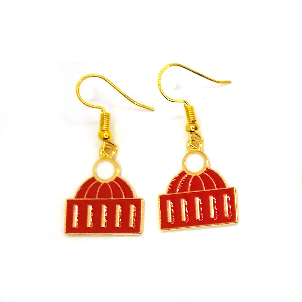 Red Winter Beanie Earrings